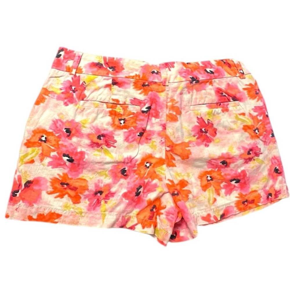 Ann Taylor Loft Linen Shorts Sz 8 Colorful Floral Pink Orange Y2K Resort